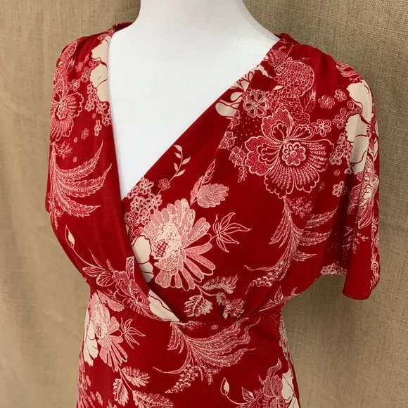 SOLD PERSEPTION CONCEPT Floral Wrap Flutter Sleeve Top Blouse - Picture 2 of 12